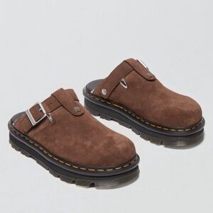 Dr. Martens Brown Suede Buckle Clog Slip-On